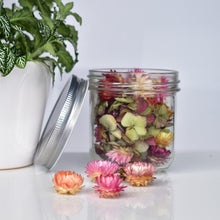Load image into Gallery viewer, Mix of vintage dried flowers in glass jar 
