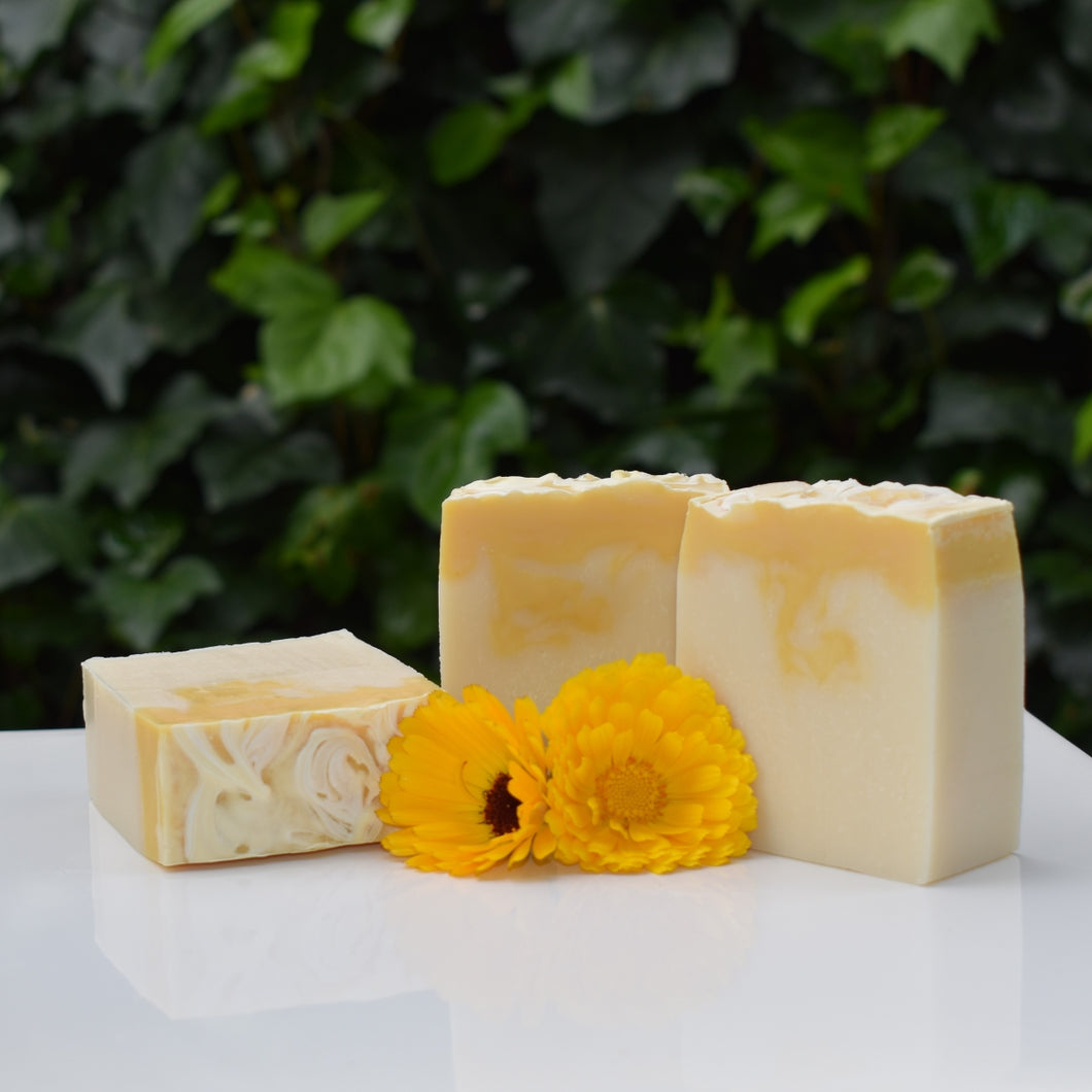 Natural calendula soap bar with plant based oils and natural colouring