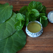 Load image into Gallery viewer, Fresh mint and kawakawa lip balm made with fresh herbs
