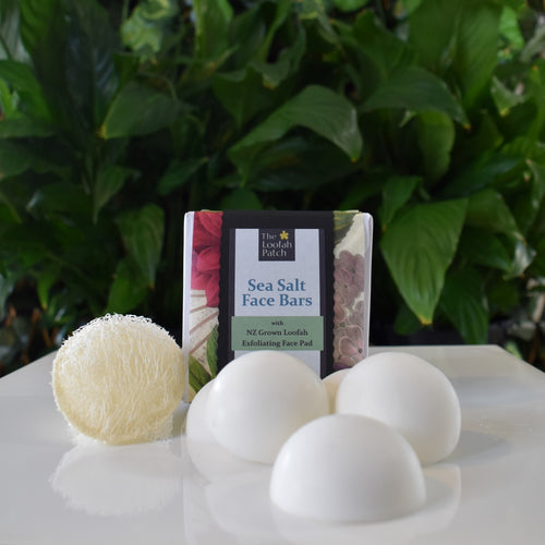 Sea salt face soap for a gentle face clense with a loofah face pad | The Loofah Patch